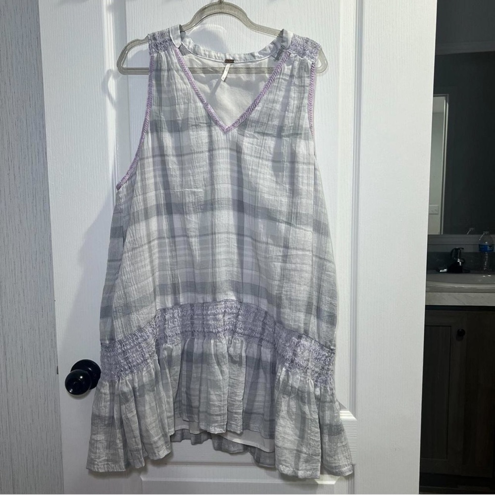 Free People Plaid Sleeveless Dress with Ruffle Hem